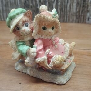 Enesco Calico Kittens Silver Bells Holiday Cat Christmas Kitties 1995 Vintage